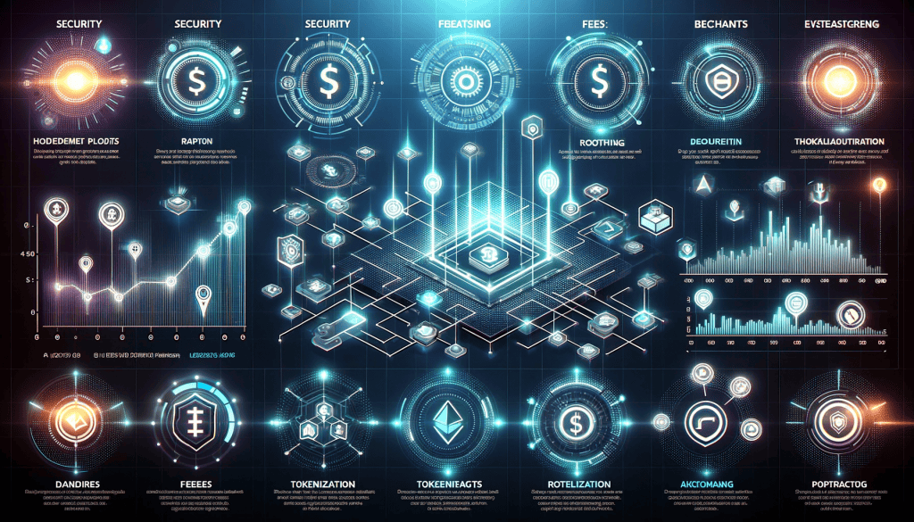 Design an infographic comparing popular tokenization platforms. Highlight key features such as security, fees, and asset types. Use icons and charts to visually represent the pros and cons of each platform.