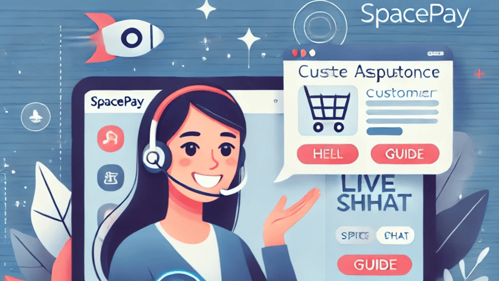 A friendly customer support scene where a user is receiving assistance through live chat on SpacePay.