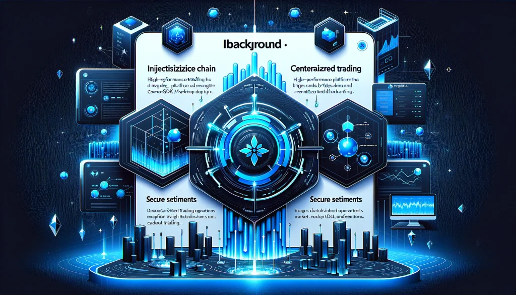 Illustration of Injective Protocol, showcasing decentralized trading, Injective Chain, and secure settlements