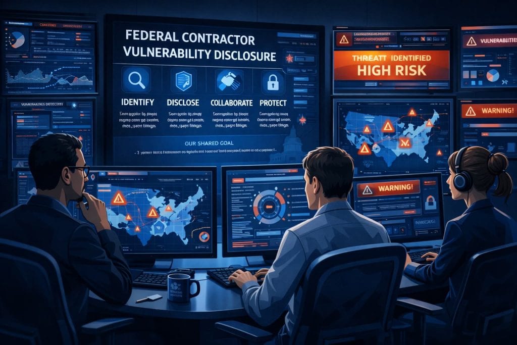 IT team analyzing Federal Contractor Vulnerability Disclosure