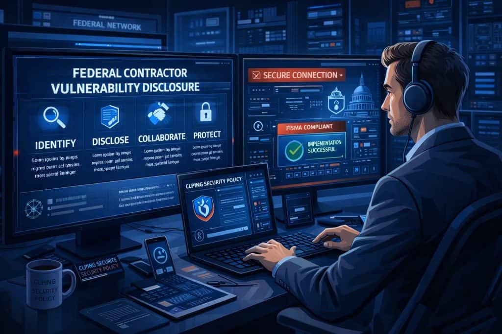 Cybersecurity specialist implementing Federal Contractor Vulnerability Disclosure