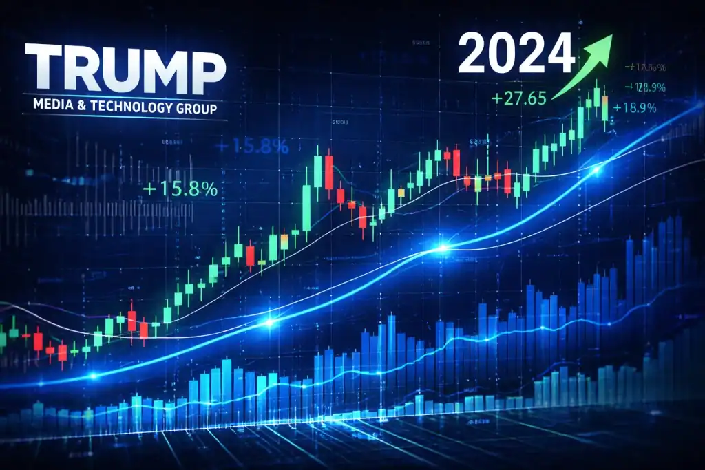 Stock chart showing Trump Media & Technology Group market performance and trading volatility in 2024