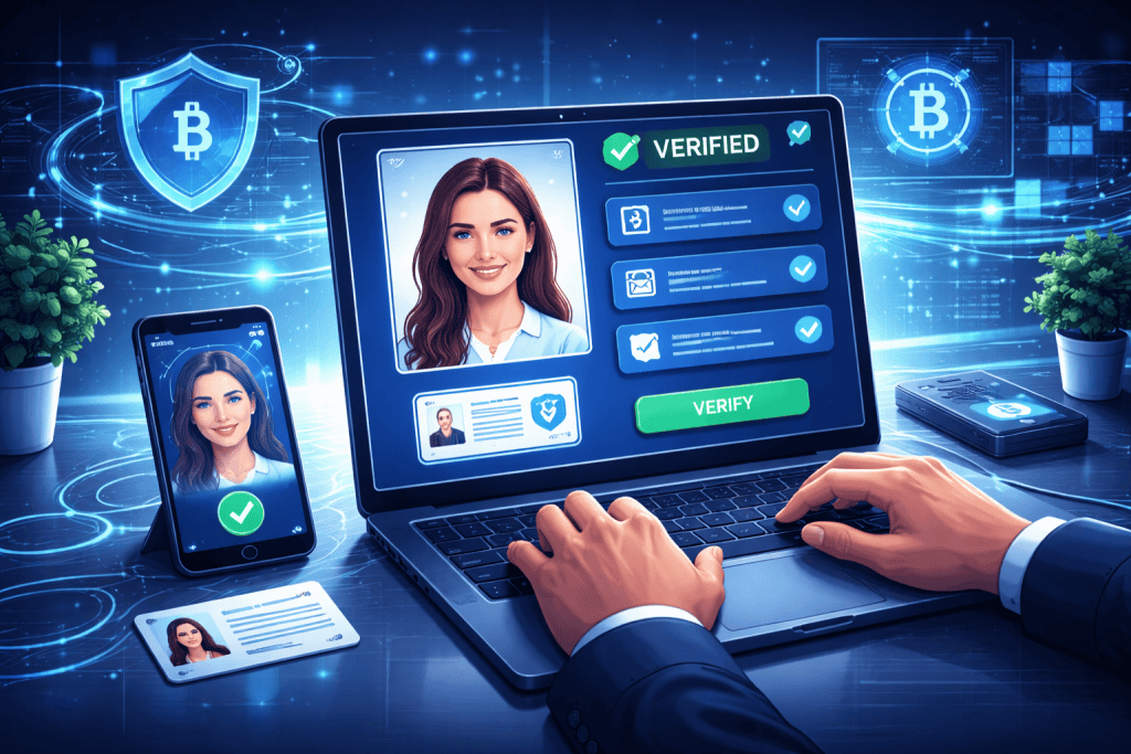 Crypto platform verifies user identity with secure digital ID checks.