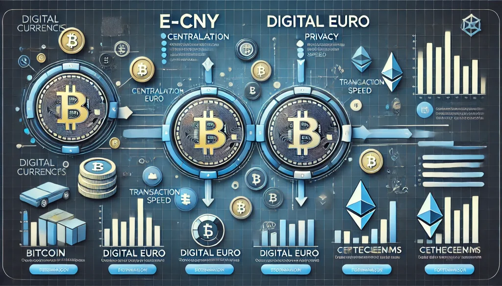 e-CNY와 디지털 유로 및 암호화폐와 같은 다른 디지털 통화 비교