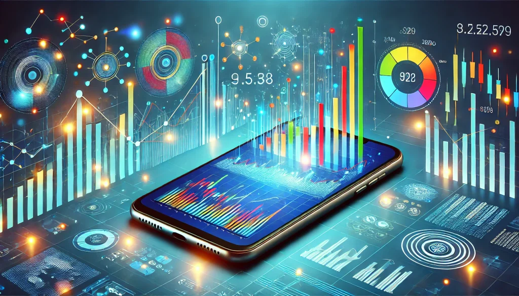 Smartphone with financial data and charts, representing the integration of technology in financial services