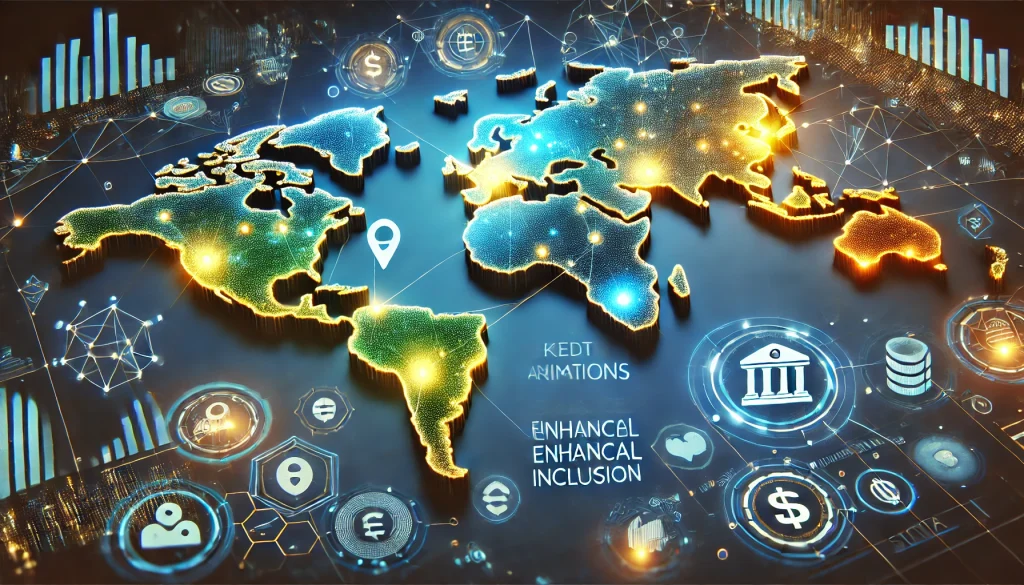 Global map highlighting regions where Fintech has enhanced financial inclusion