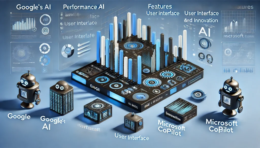 Chart comparing Google's AI with competitors like ChatGPT, Microsoft Copilot