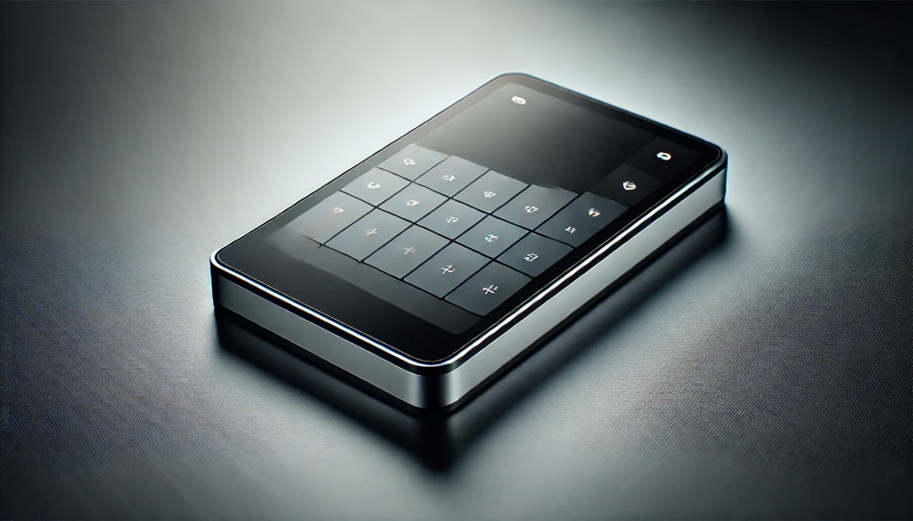 A close-up shot of the product, showcasing its sleek design and minimalist interface