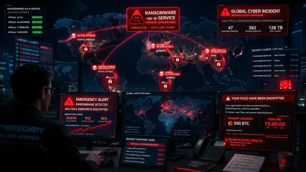Ransomware-as-a-Service attack hitting a global business network with encrypted files