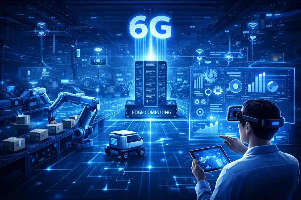 Smart factory floor powered by 6G Technology.