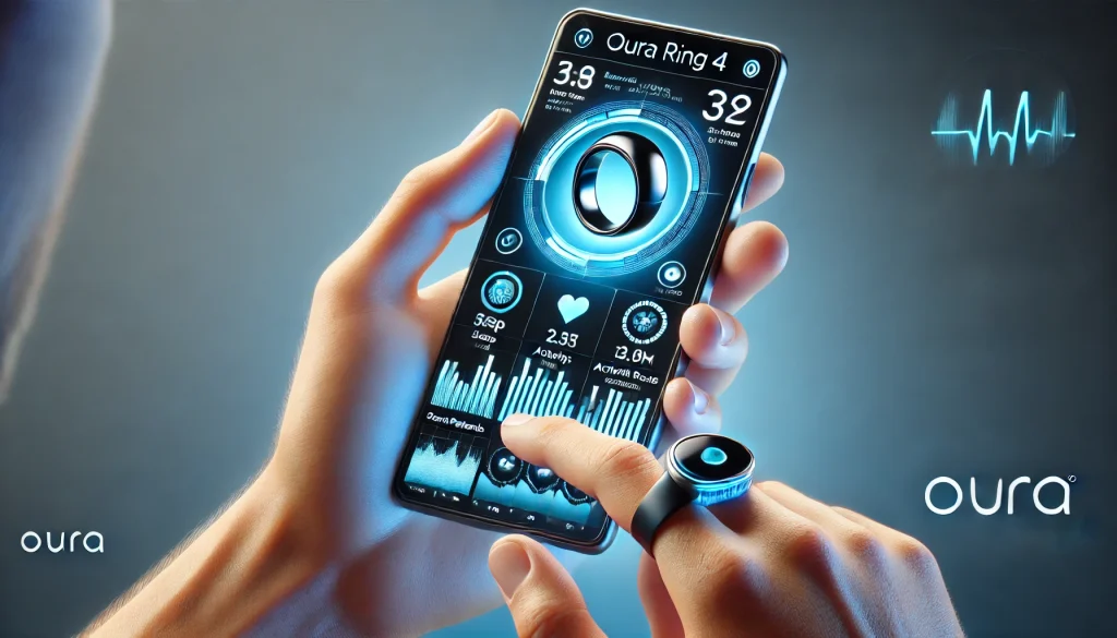 User interacting with the Oura Ring 4 app interface, showing health data insights