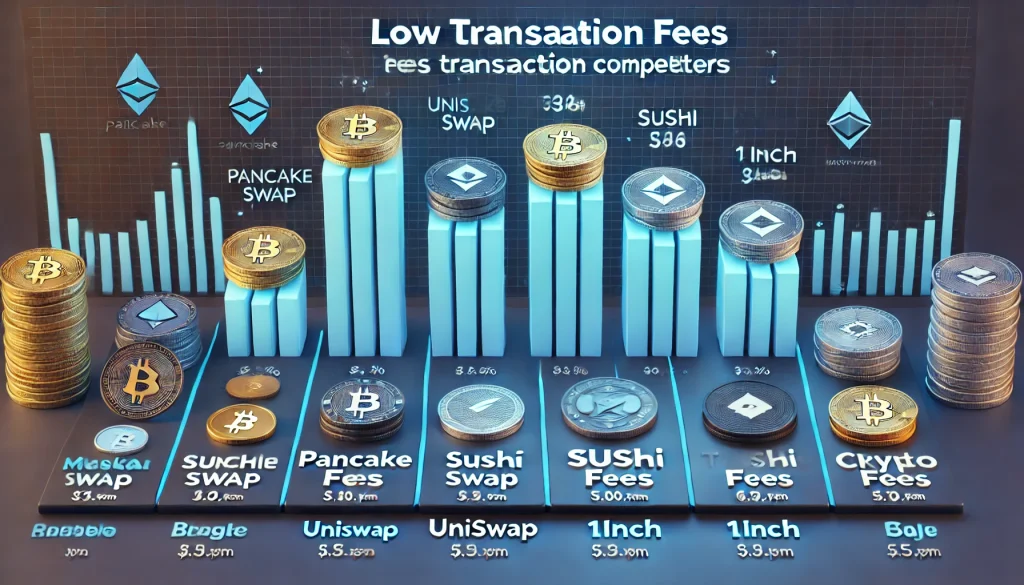 A comparative chart illustrating PancakeSwap’s low transaction fees compared to competitors.