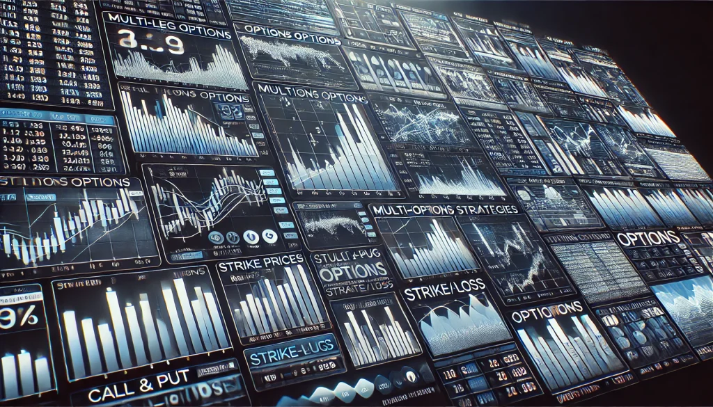 Trading screen with layered options contracts, illustrating complex multi-leg strategies.