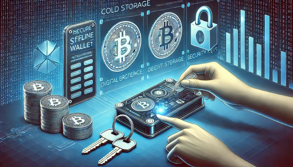 Cold storage wallet initializing with assets and security keys; symbolizes secure offline crypto storage.