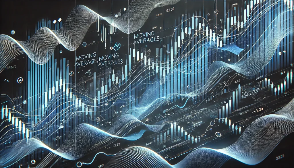 A stock chart with moving averages and trendlines showing patterns for technical analysis trading decisions.