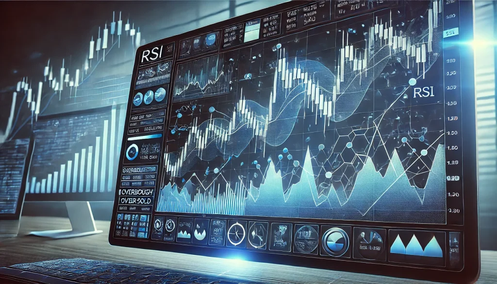 A computer screen featuring a detailed RSI indicator, crucial for technical analysis in stock trading.