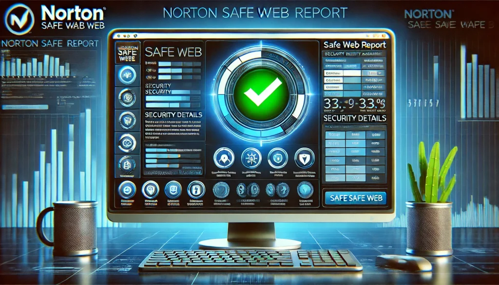 Norton Safe Web report with security analysis and green checkmark for safety