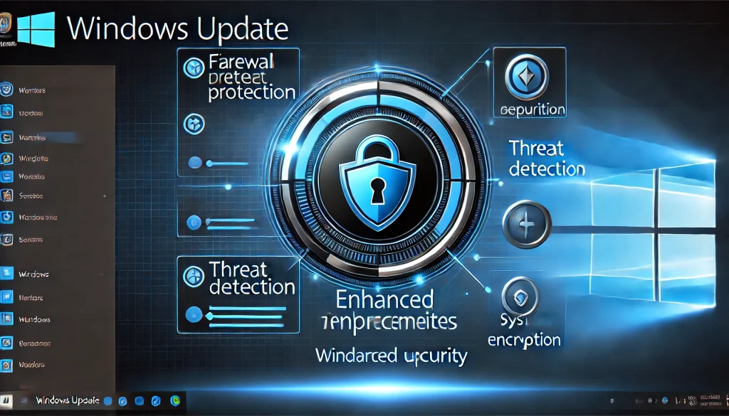 Windows update notification screen emphasizing cybersecurity features.