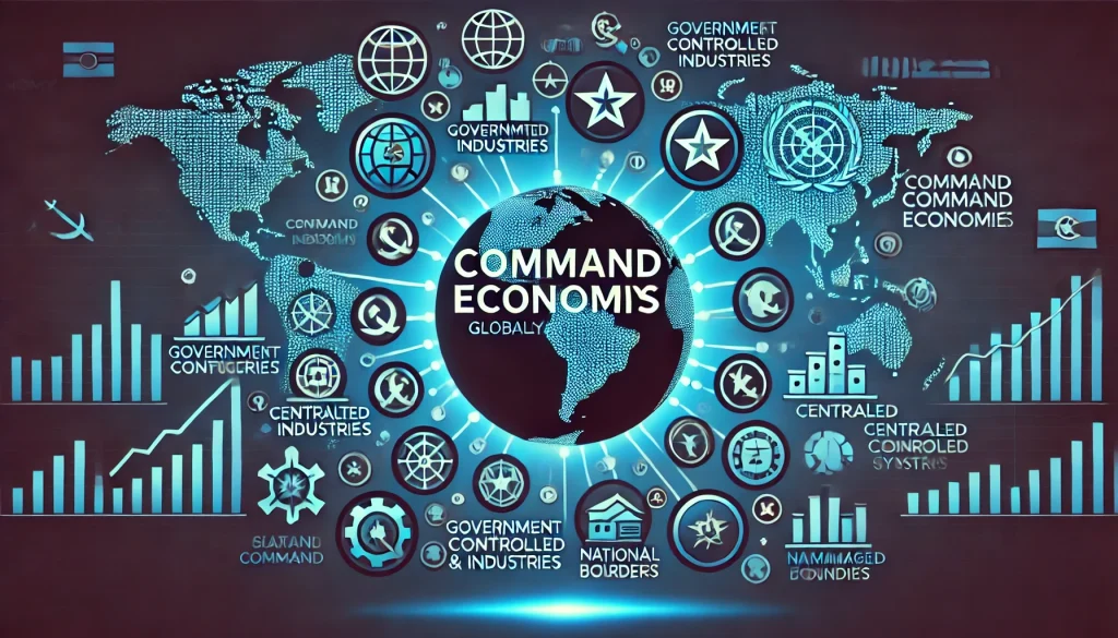 Notable examples of command economies globally, such as countries with government-controlled resources and industries.