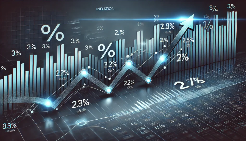 Graph showing inflation rates rising over time with a financial chart.