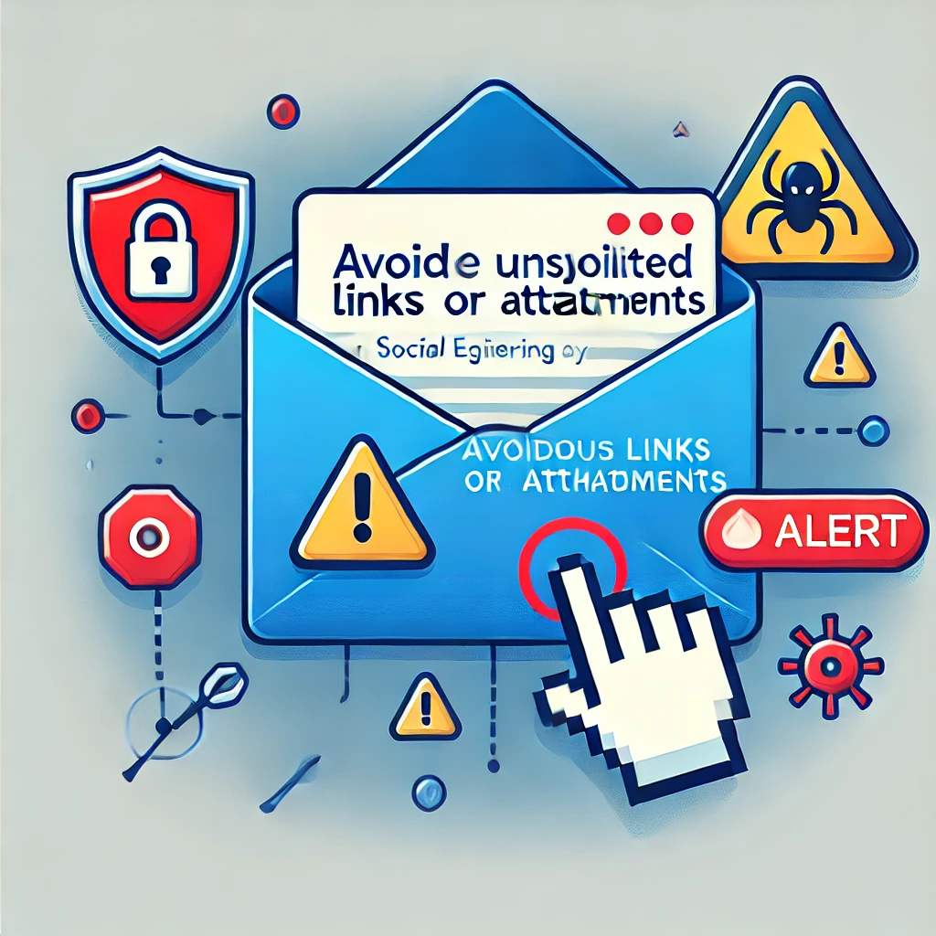 Avoid clicking on unsolicited links or attachments in Social Engineering Attacks