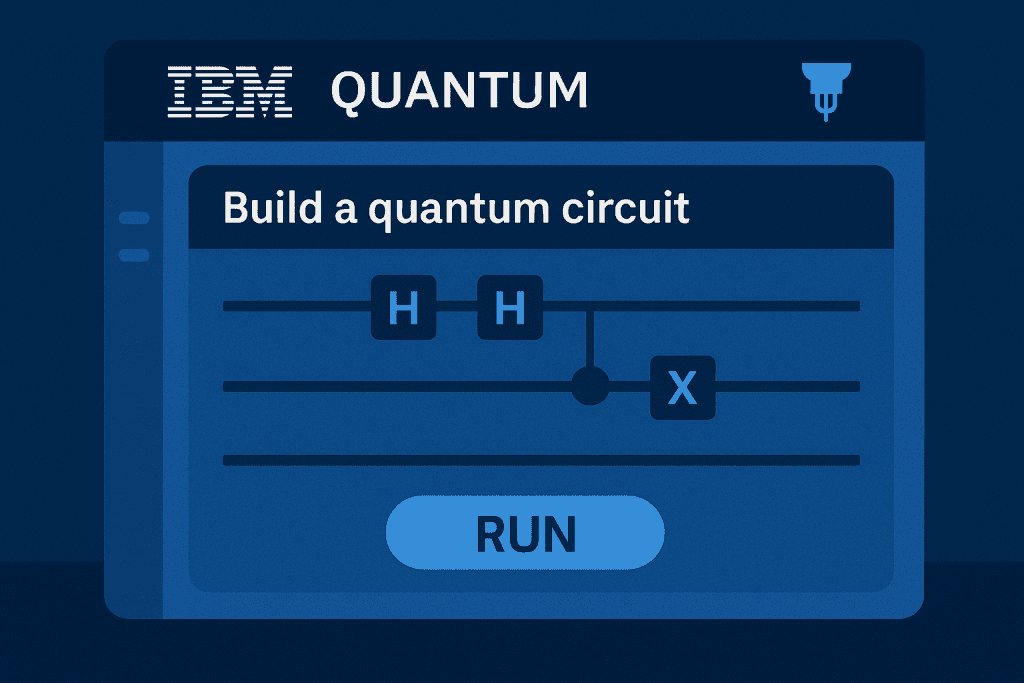 IBM Quantum Computer interface for building a basic quantum circuit.