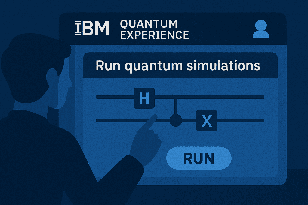 User accessing IBM Quantum Experience platform to run quantum simulations.