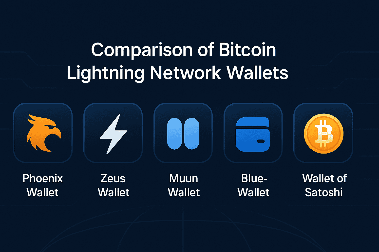 Comparison  of Phoenix Wallet, Zeus Wallet, Muun Wallet, BlueWallet, and Wallet of Satoshi for the Bitcoin Lightning Network Wallet