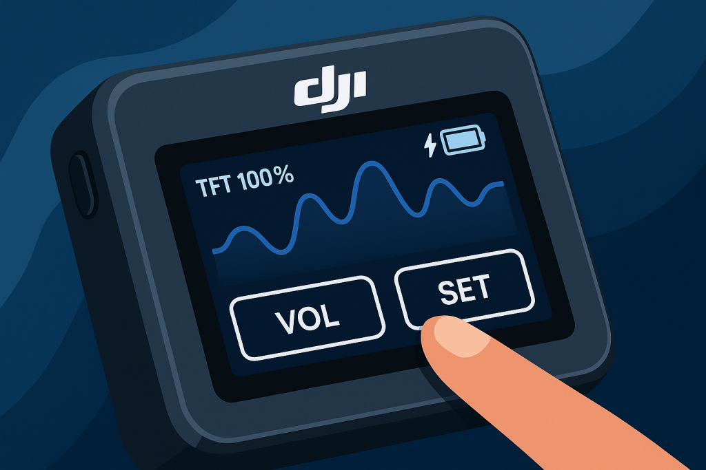 Close-up of DJI's touchscreen interface with its sleek, user-friendly design.