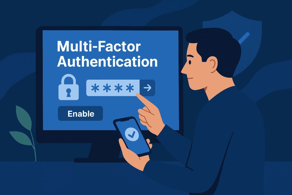 IT professional setting up multi-factor authentication on a secure network
