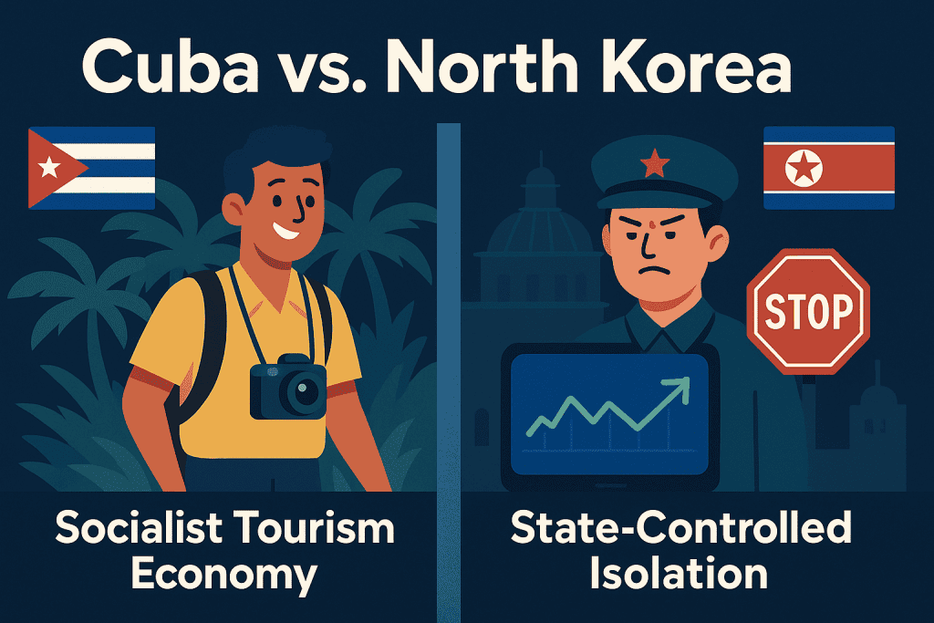 Compare how does the economy of Cuba differ from the economy of North Korea—tourism vs. isolation.