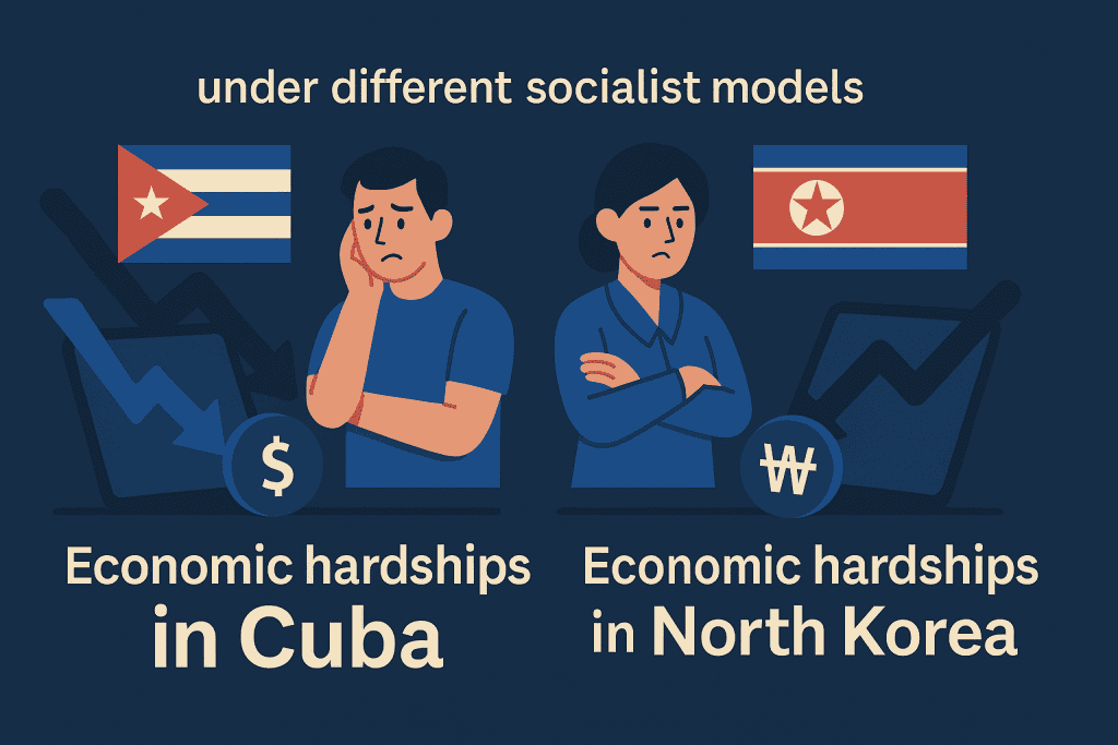 Economic hardships show how does the economy of Cuba differ from the economy of North Korea today.