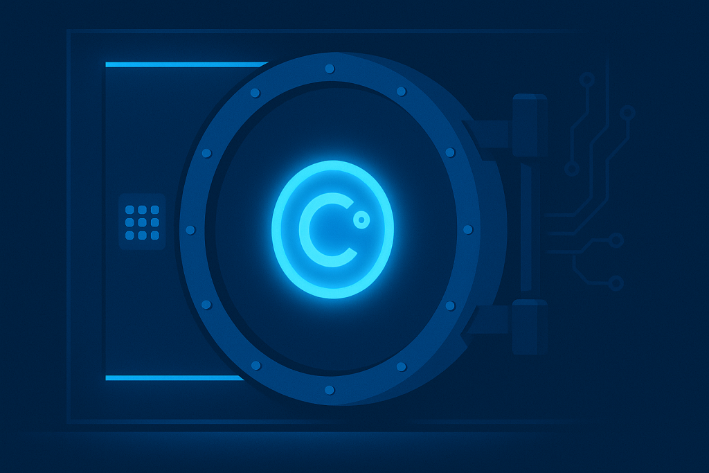A futuristic digital bank vault with glowing Celsius Network logo.