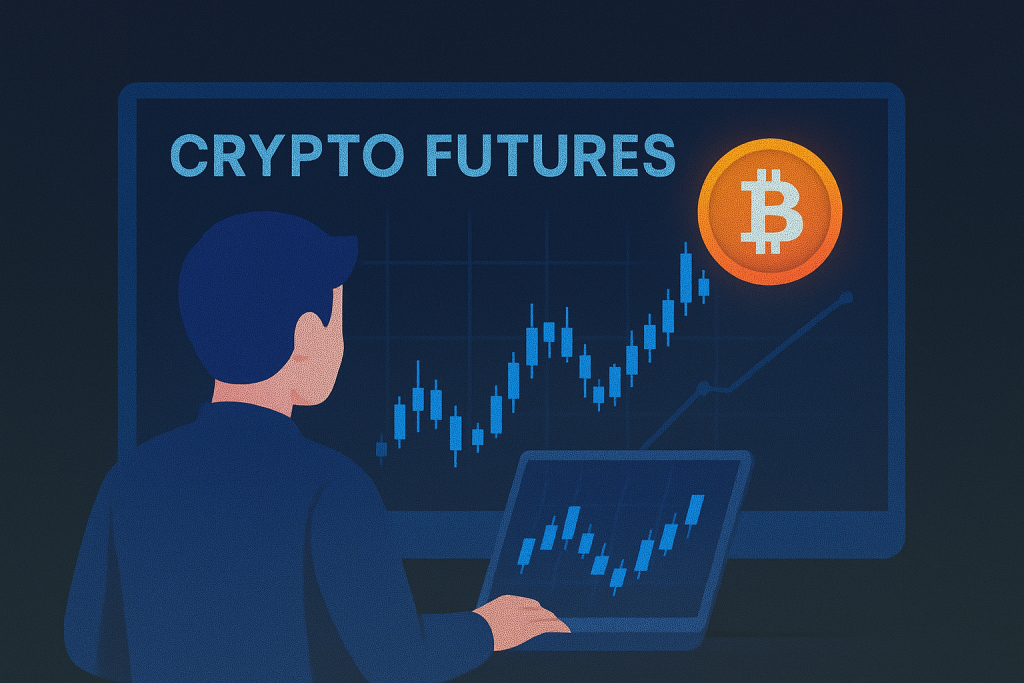 Trader analyzing Crypto Futures charts with Bitcoin.