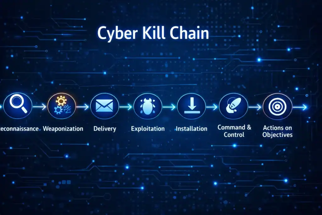 An infographic-style illustration of the Cyber Kill Chain