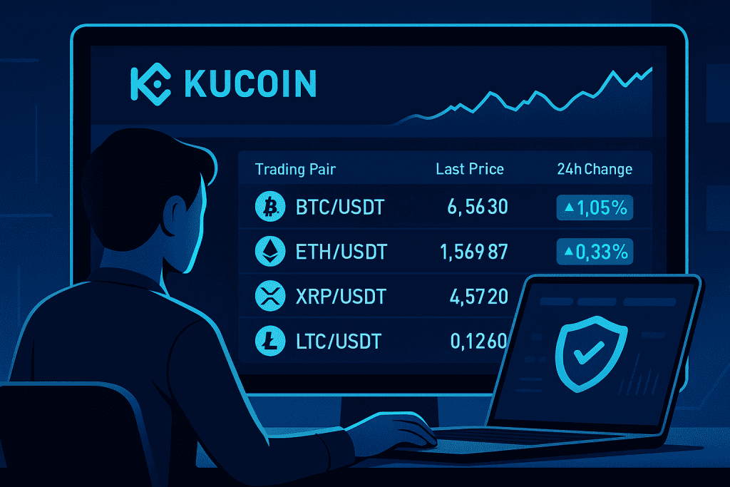 KuCoin Exchange's homepage displaying trading pairs and market trends.