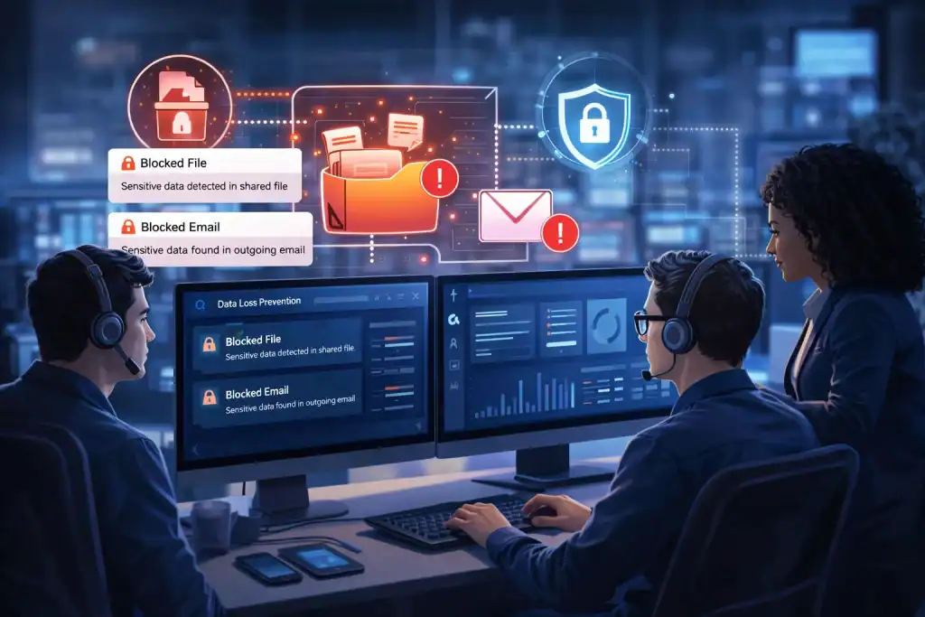 Cybersecurity team using Data Loss Prevention tools