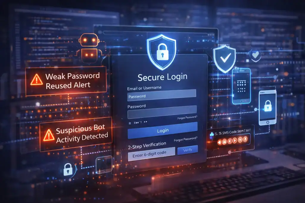 Credential Stuffing prevention scene showing a secure login