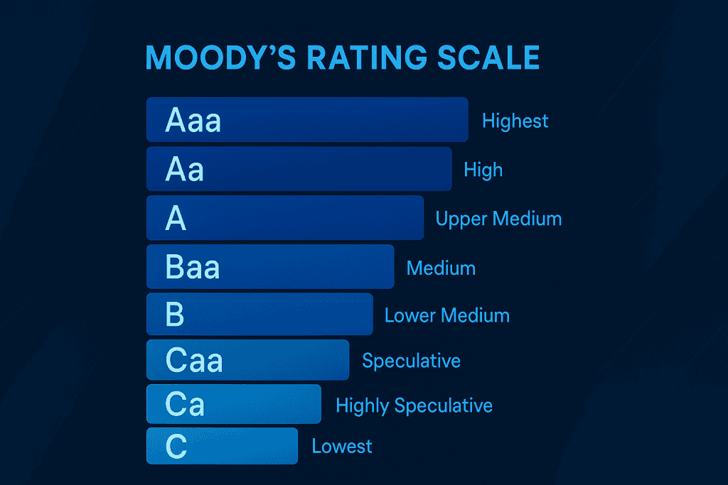 Moody’s Rating Scale, showing different credit rating levels from highest to lowest