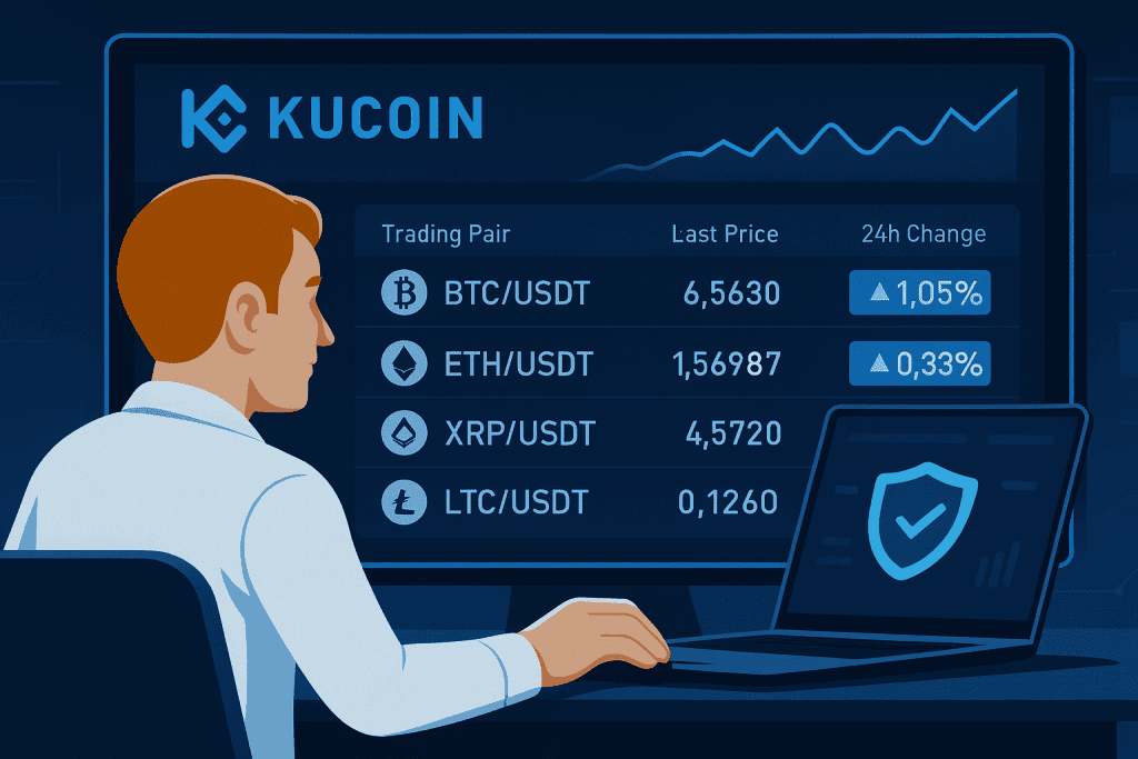 KuCoin Exchange's homepage displaying trading pairs and market trends.
