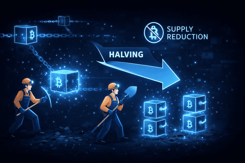 Miners reduce rewards after Bitcoin halving dates.