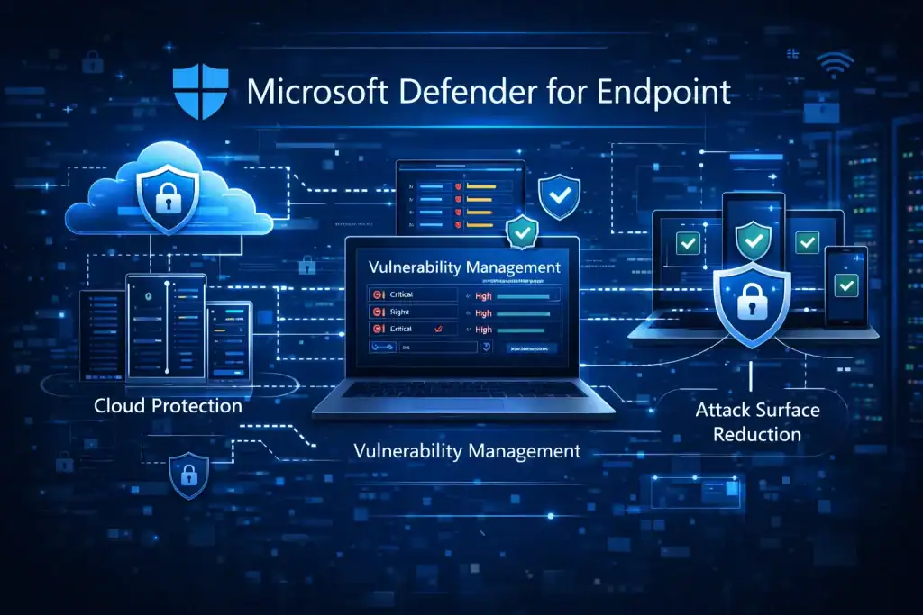 Microsoft Defender for Endpoint illustration featuring cloud-based protection