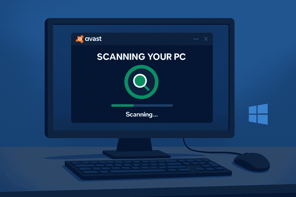 Avast Premium Security performing a system scan on a Windows PC.
