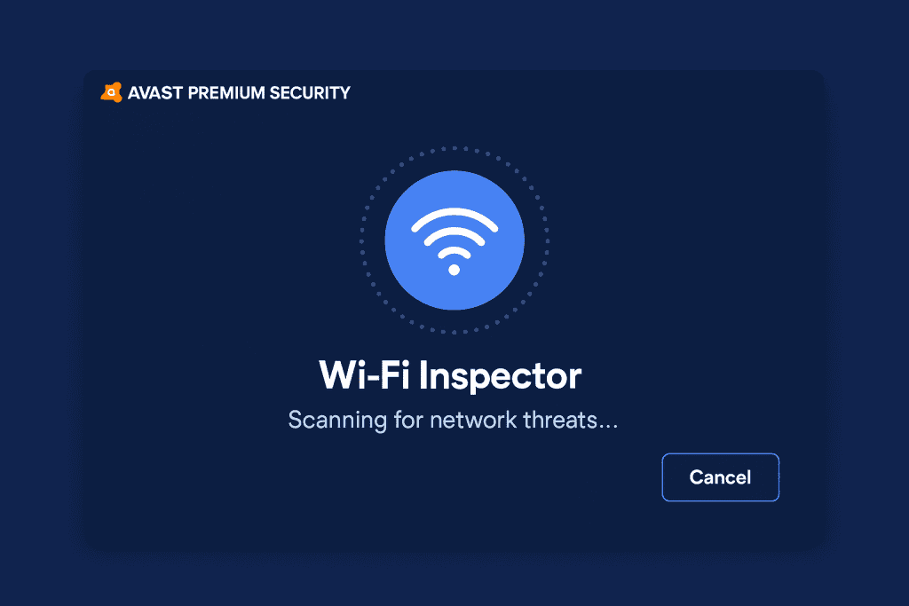Avast Premium Security’s Wi-Fi Inspector scanning for network threats.