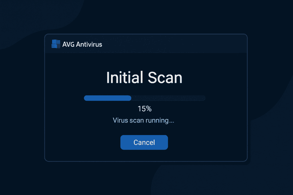 Running an initial AVG Antivirus scan.