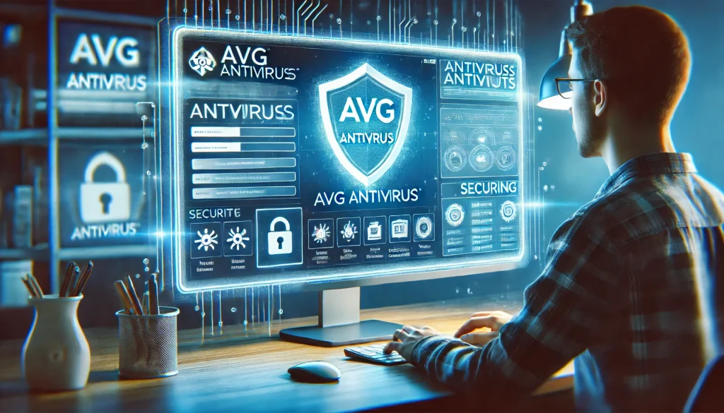 Person reviewing antivirus settings on a computer, focused on securing PC.