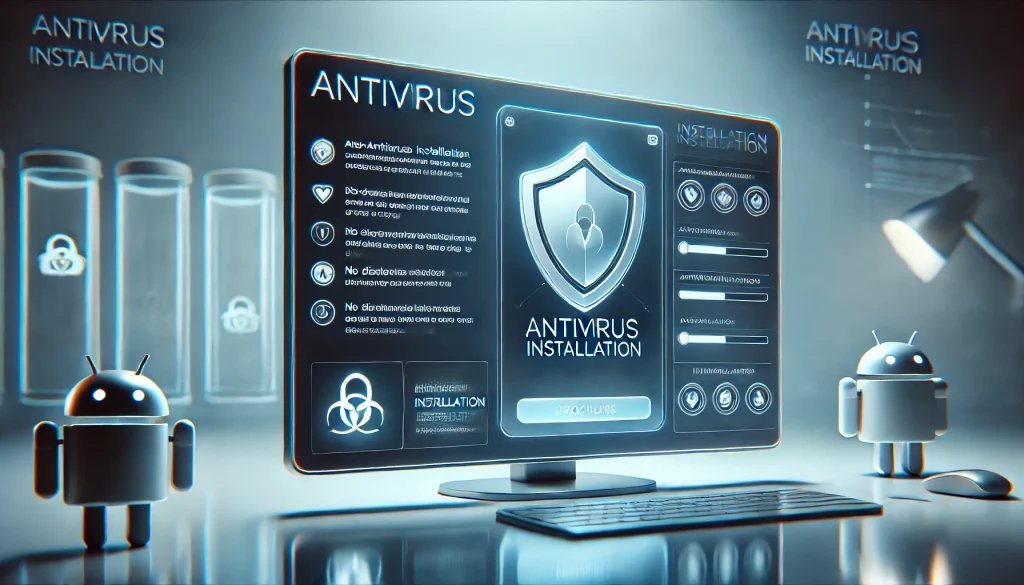 Screenshot of the antivirus installation progress on a computer screen with clear instructions visible.