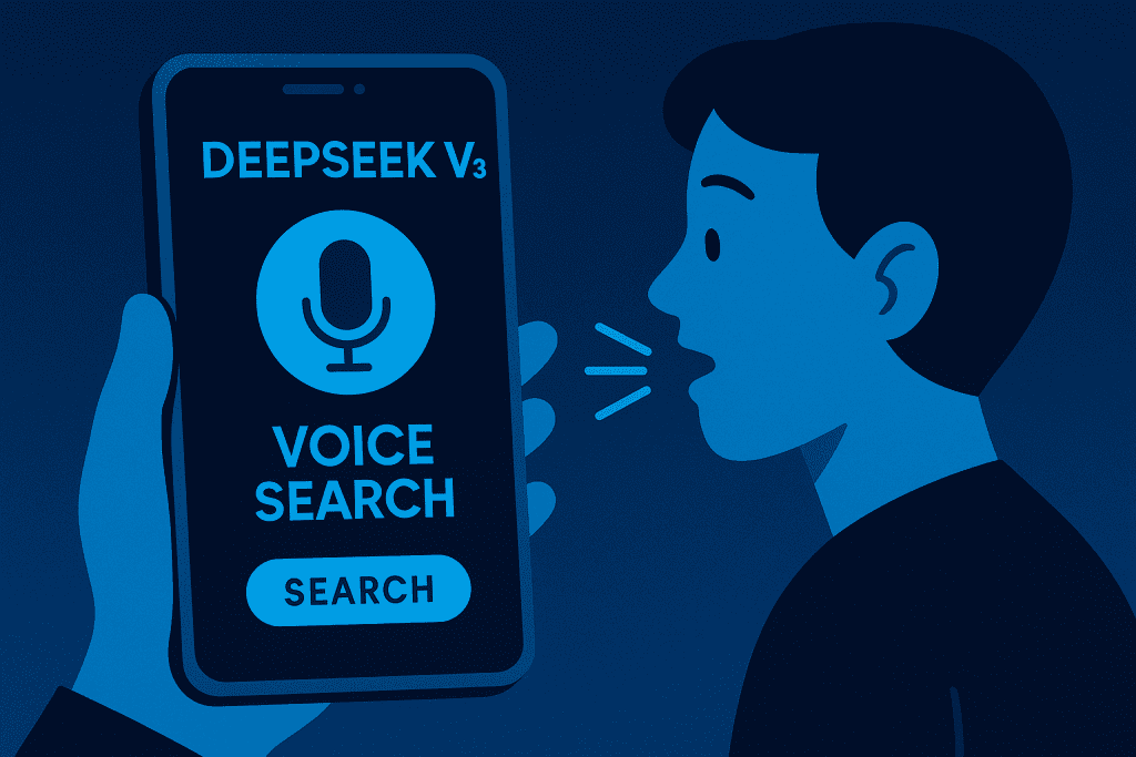 A user interacting with Deepseek V3’s voice search feature on a mobile device.