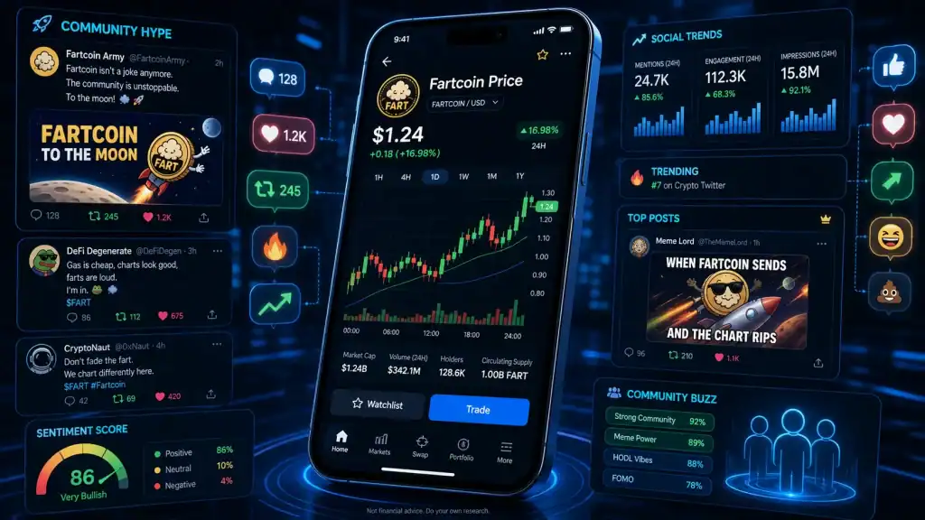 A mobile phone showing Fartcoin Price