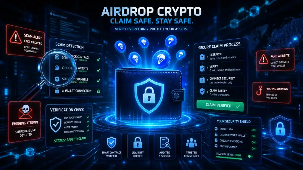 Cybersecurity illustration for Airdrop Crypto